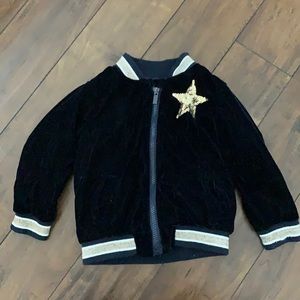 Cotton On Kids Blue Velvet Gold Sequin Star Jacket Sz 1-2